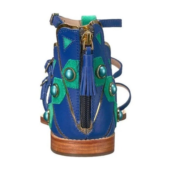 Kate Spade PEACOCK Soto Emerald Napa Leather Sandal Size 7.5 M NIB Gorgeous - Picture 5 of 13